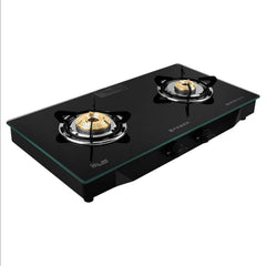 Faber Jumbo 2 Burner Black Cooktop with Glass Top| Brass Burners | Easy to clean | 2 Years comprehensive Warranty | 5 Ye