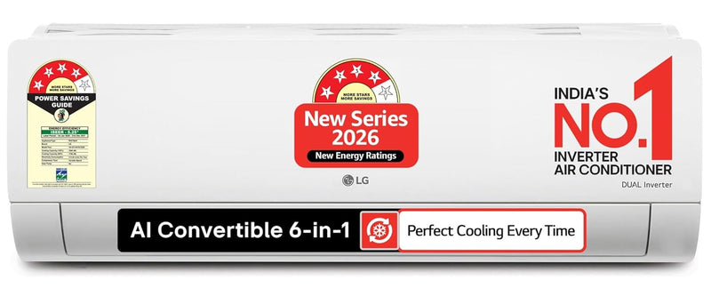 LG 1 Ton 4 Star DUAL Inverter Split AC (Copper, AI Convertible 6-in-1 Cooling, Faster Cooling & Energy Saving, 4 Way Swing, HD Filter with Anti-Virus Protection, 2026 Model, AS-Q13JNYE, White)