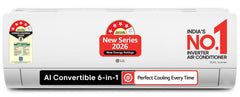 LG 1 Ton 5 Star AI Dual Inverter Split Ac (Copper, Super Convertible 6-In-1 Cooling, 4 Way Swing, HD Filter with Anti-Virus Protection, Faster Cooling & Energy Saving, TS-Q14YNZE, White)