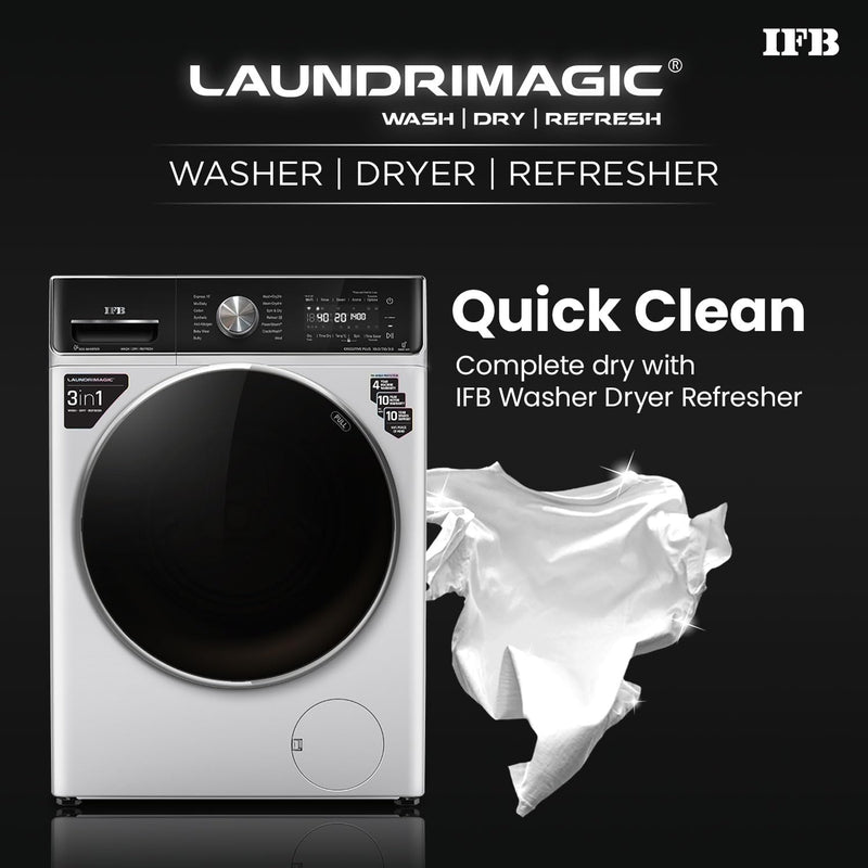 IFB 10 Kg/7 Kg/3 Kg 3-in-1, AI Powered, Fully Automatic Washer Dryer Refresher (IFB Laundrimagic®, EXECUTIVE PLUS ZXS, 9