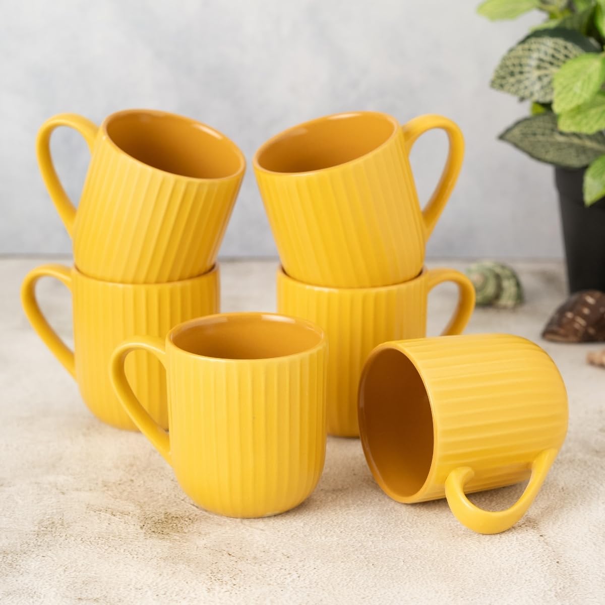 Clay Craft Fine Ceramic Linea Red Cups & Saucer, Set of 12, Cups for Tea & Coffee, Gift Set, Elegant Design for Home and Kitchen and Can Be Gifted to Your Loved Ones On Any Occassions