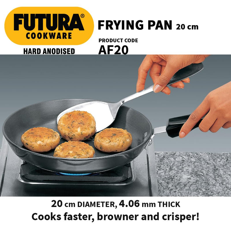 Hawkins Futura 20 cm Frying Pan, Hard Anodised Fry Pan, Small Frying Pan, Black (AF20)
