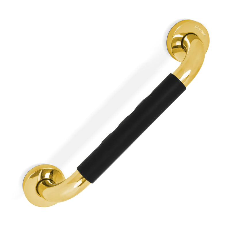 Plantex 304 Stainless Steel Grab Bar for Toilet with Grip/13 inch Anti-Slip Handle for Bathroom Support - Pack of 1 (PVD Gold & Black)-1