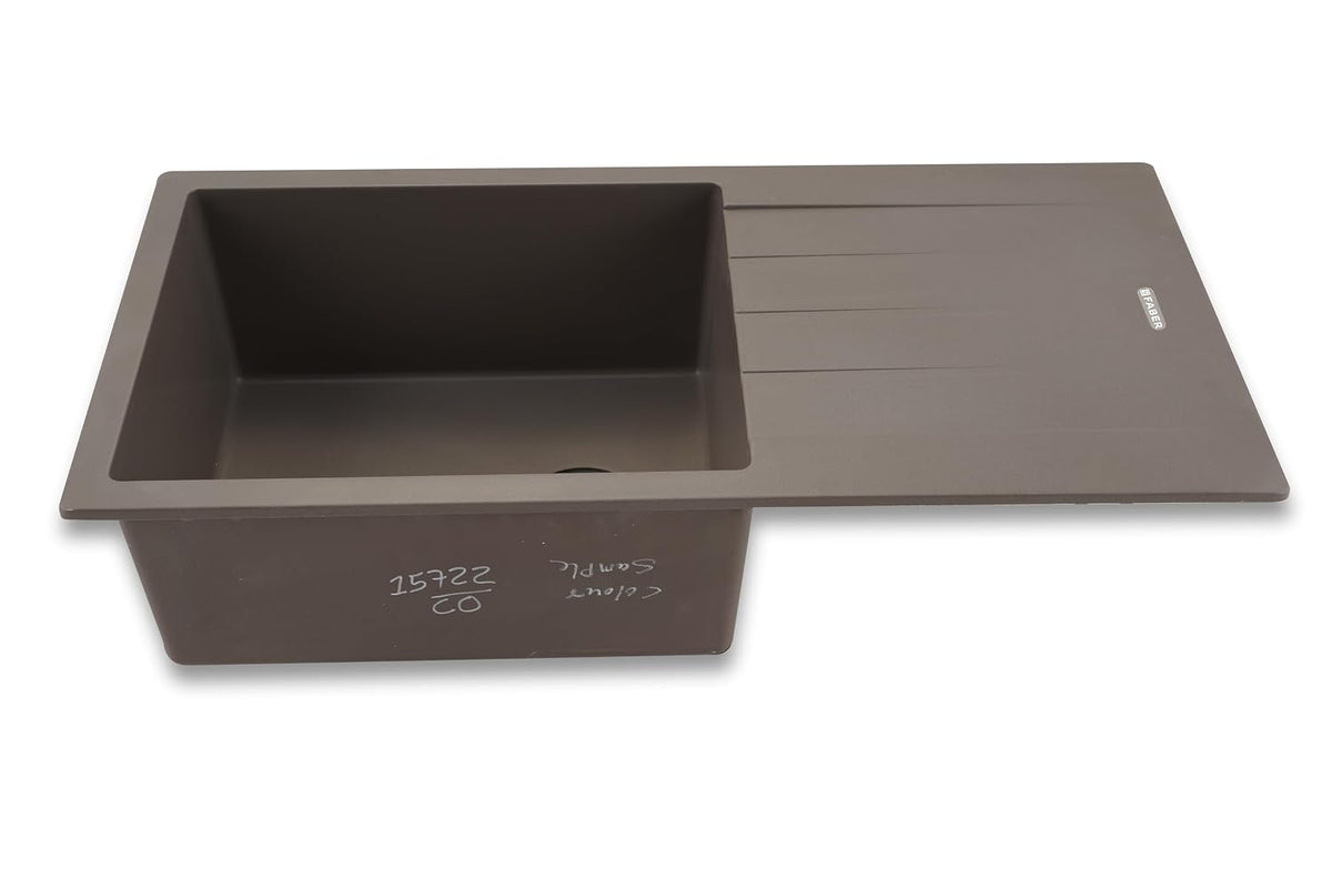 Faber Verona Ingranite36"X18"Single Bowl Sink with Drainboard &Plumbing Kit|25Yrs Warranty|Silent,Scratch,Dent & Heat Re