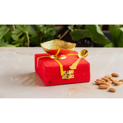 Silver Plated Aluminium Embossed Bowl with Spoon - 80 ML