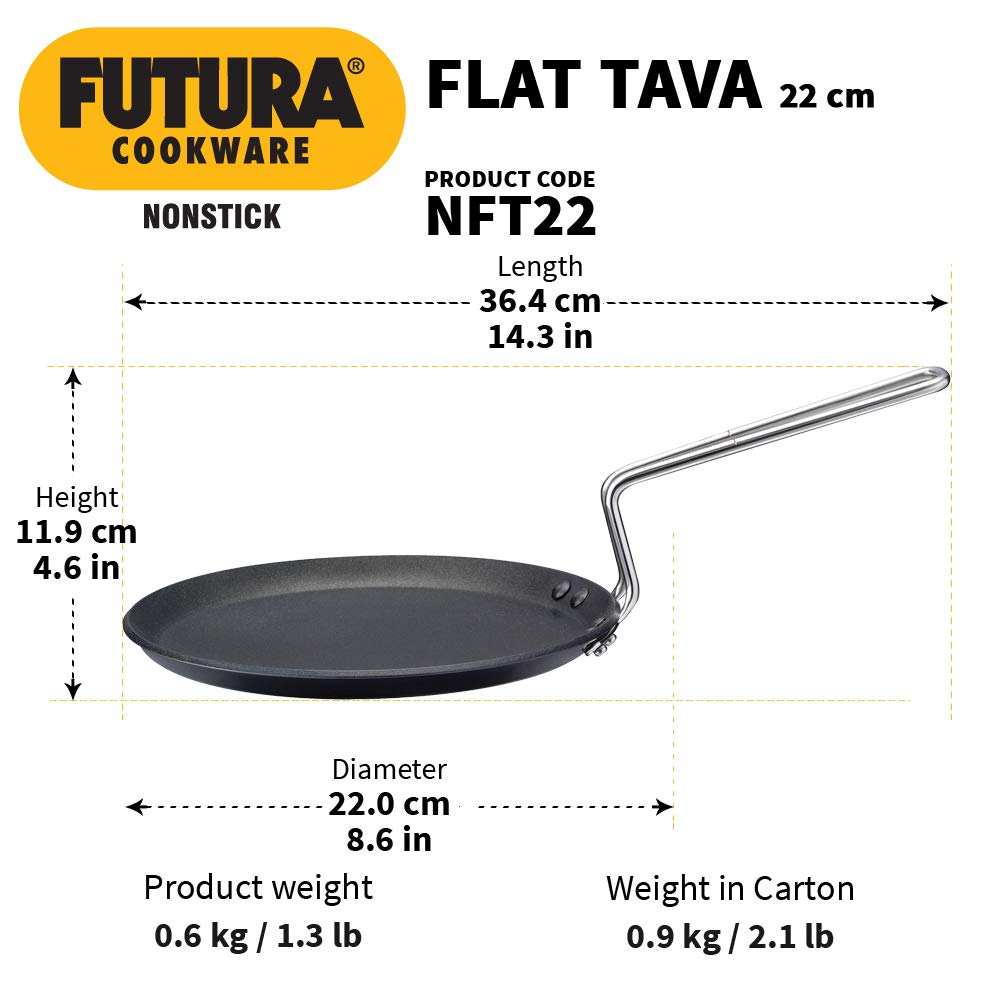 Hawkins Futura Nonstick Flat Tava 22 cm, 4.06 mm