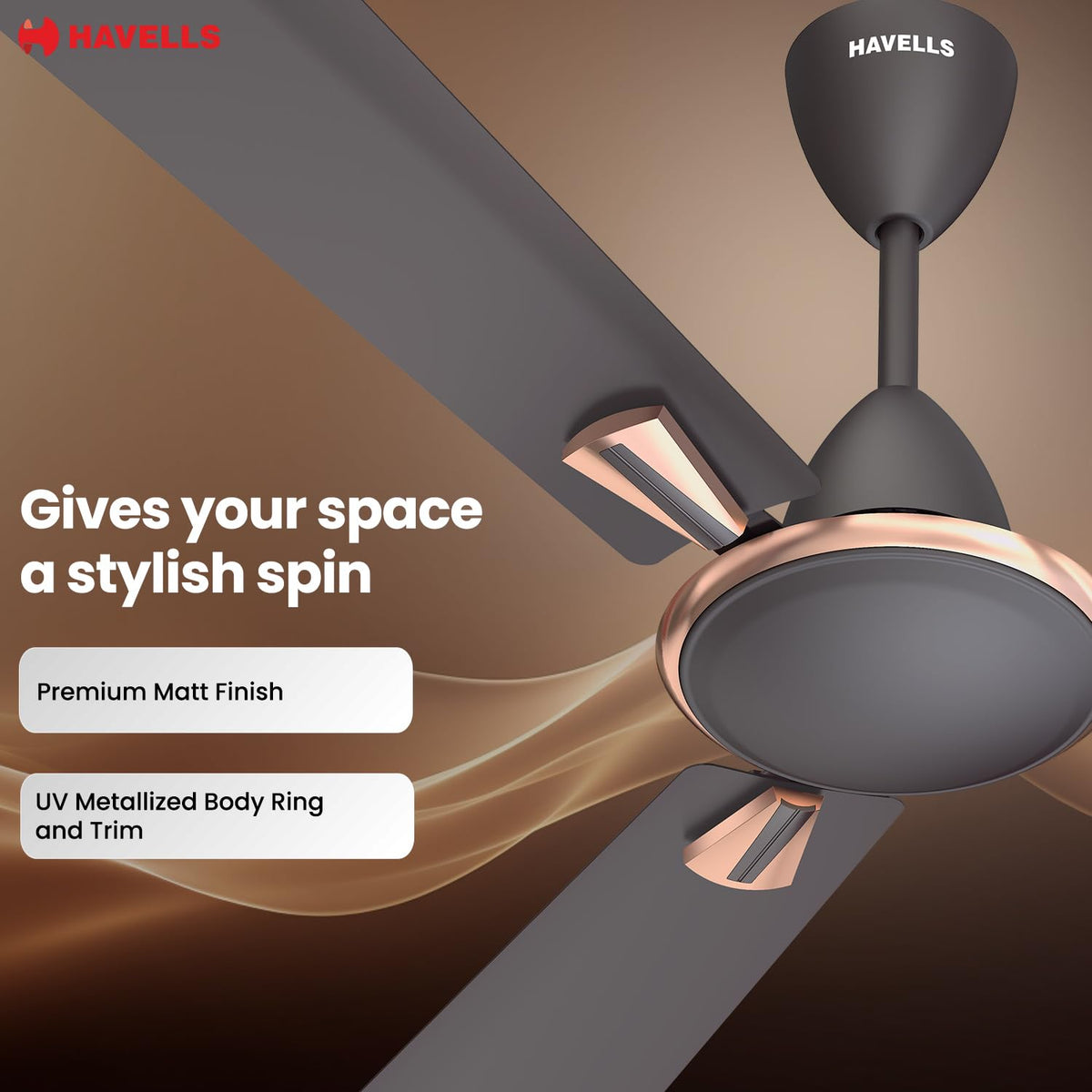Havells Quickair 1200mm Ceiling Fan, High-Speed, Energy Efficient & Silent Operation with Modern Design, Ideal for Bedrooms-3