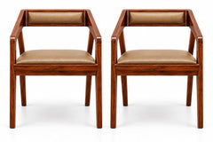 Set of 2 Solid Wood Accent Chairs with Camel Cushion Seat, Modern Cafe Arm Chair for Home (Camel Set of 2)