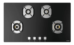 Faber 90 cm hob, 4 Brass Burner with Flame Failure Device,Glass Top (HOB NEXUS IND STAR HT904 FFD CRS BR CI) Auto Igniti