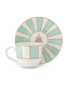 Clay Craft Fine Ceramic Gold Printed Cup & Saucer Set of 12-6 Cups & 6 Saucers - 180 ml Each (MAHARANI Noir N405)