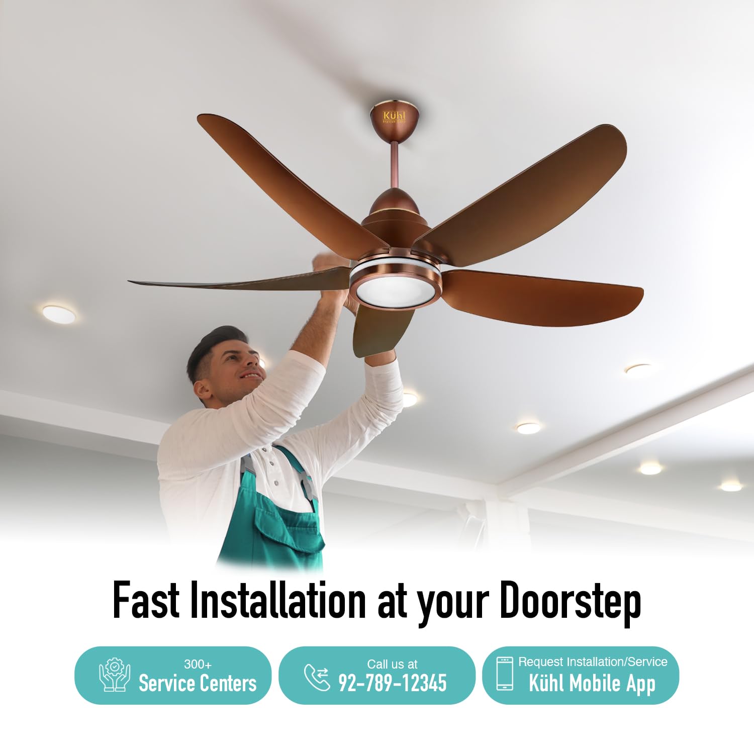 KUHL Luxus C5 1200mm Stylish 65% Power Saving BLDC Ceiling Fan with Remote | Night & Down Light | 29W |BEE 5 Star | Low Noise | IoT –Operate via Mobile & Alexa | Reverse Mode |Free Installation|Brown