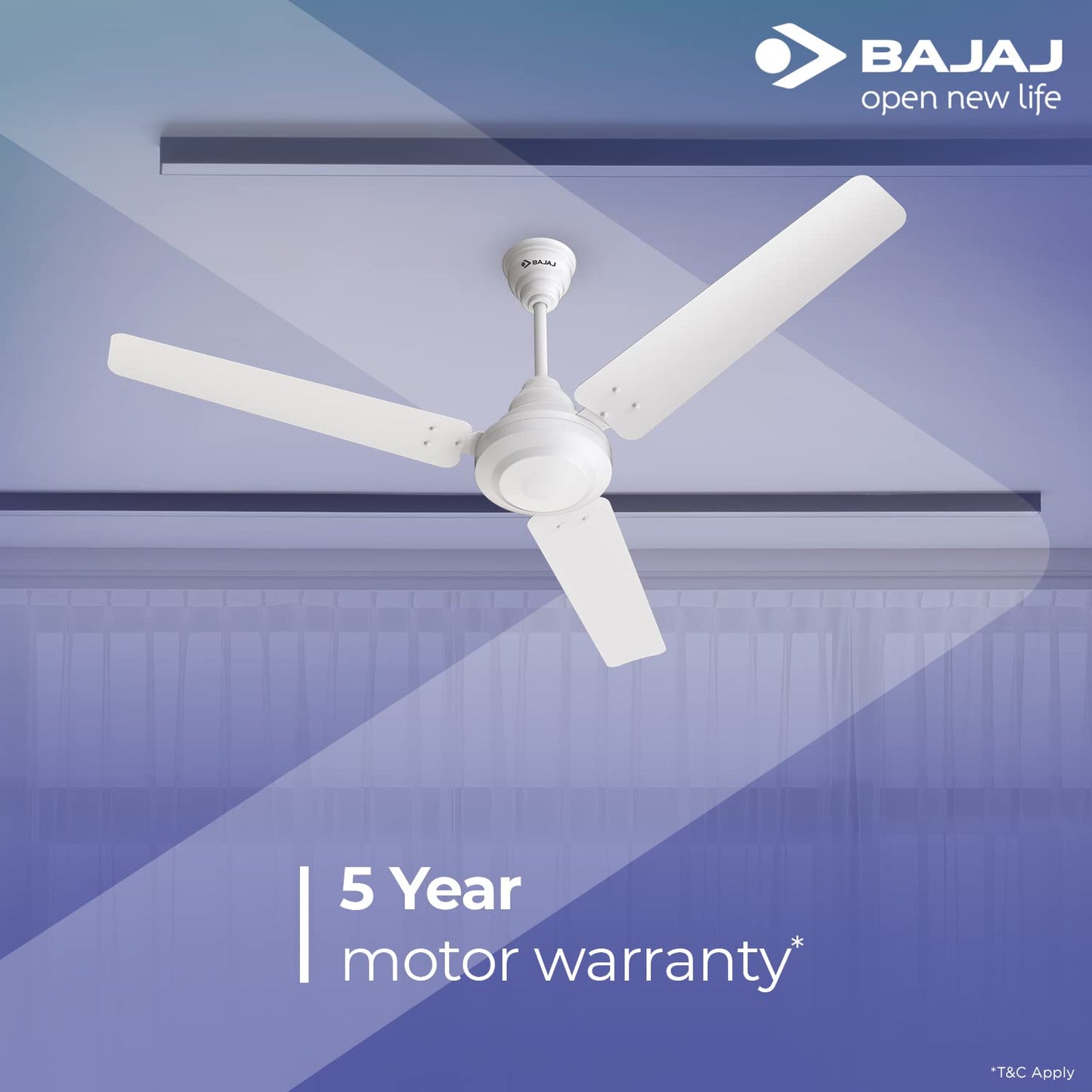 Bajaj Energos 26 1200MM (48 Inch) BLDC Ceiling Fan With Remote | BEE 5 Stars Rated | Energy Efficient Ceiling Fan For Home 【Glossy White】