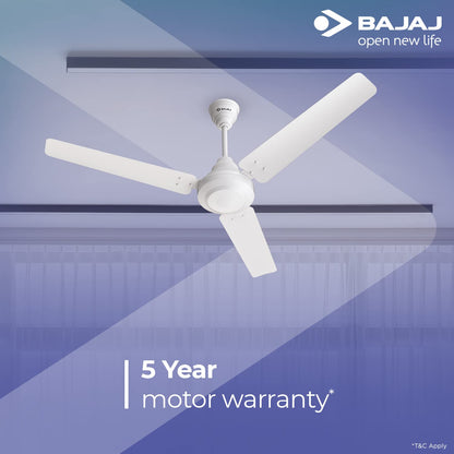 Bajaj Energos 26 1200MM (48 Inch) BLDC Ceiling Fan With Remote | BEE 5 Stars Rated | Energy Efficient Ceiling Fan For Home 【Glossy White】