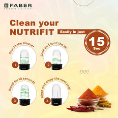 Faber Sportz 2-in-1 Nutrifit Nero Blender Mixer Grinder - 550W, 100% Copper Motor, Detachable SS Blade, 500ML & 300ML Ja