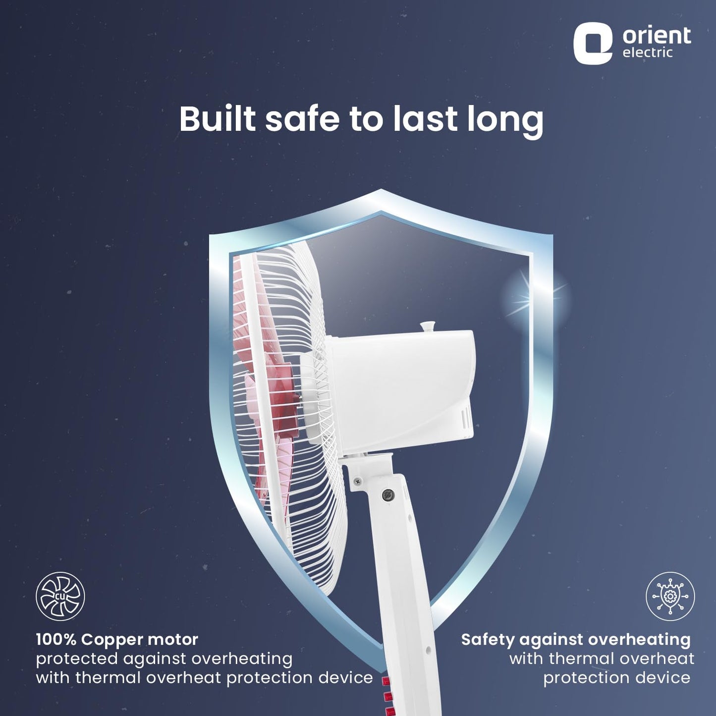 Orient Electric 400 mm Stand 82| Stand fan with tilt & oscillation| Telescopic adjustable height| Piano speed control| Red, pack of 1