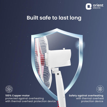 Orient Electric 400 mm Stand 82| Stand fan with tilt & oscillation| Telescopic adjustable height| Piano speed control| Red, pack of 1