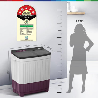 Bosch 8 kg 5 Star Semi-Automatic Top Loading Washing Machine (2025 Model, WJP802V0IN, 3 Wash Programs, Anti-Rust Body, 1300 RPM Spin Speed, Wine, 5 Years Comprehensive Warranty)