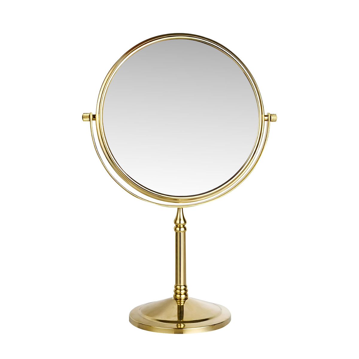 Plantex Premium Brass Magnifying Mirror/Two-Sided 360° Swivel Makeup Mirror with 5x/1x Magnification/Table Mirror (8 Inch-Golden/Tabletop)-1