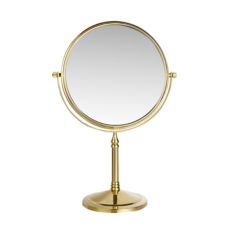 Plantex Premium Brass Magnifying Mirror/Two-Sided 360° Swivel Makeup Mirror with 5x/1x Magnification/Table Mirror (8 Inch-Golden/Tabletop)-1