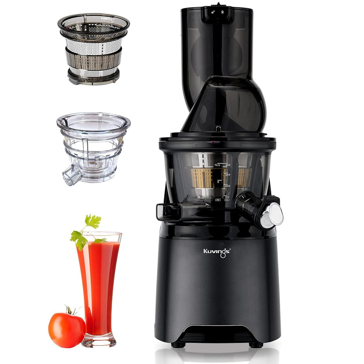 Kuvings EVO810 Black Professional Cold Press Whole Slow Juicer, Patented Rubber & Silicon-Free Technology, Patented JMCS Technology 10% More Juice, 240W Strong Motor, 12 Years Warranty