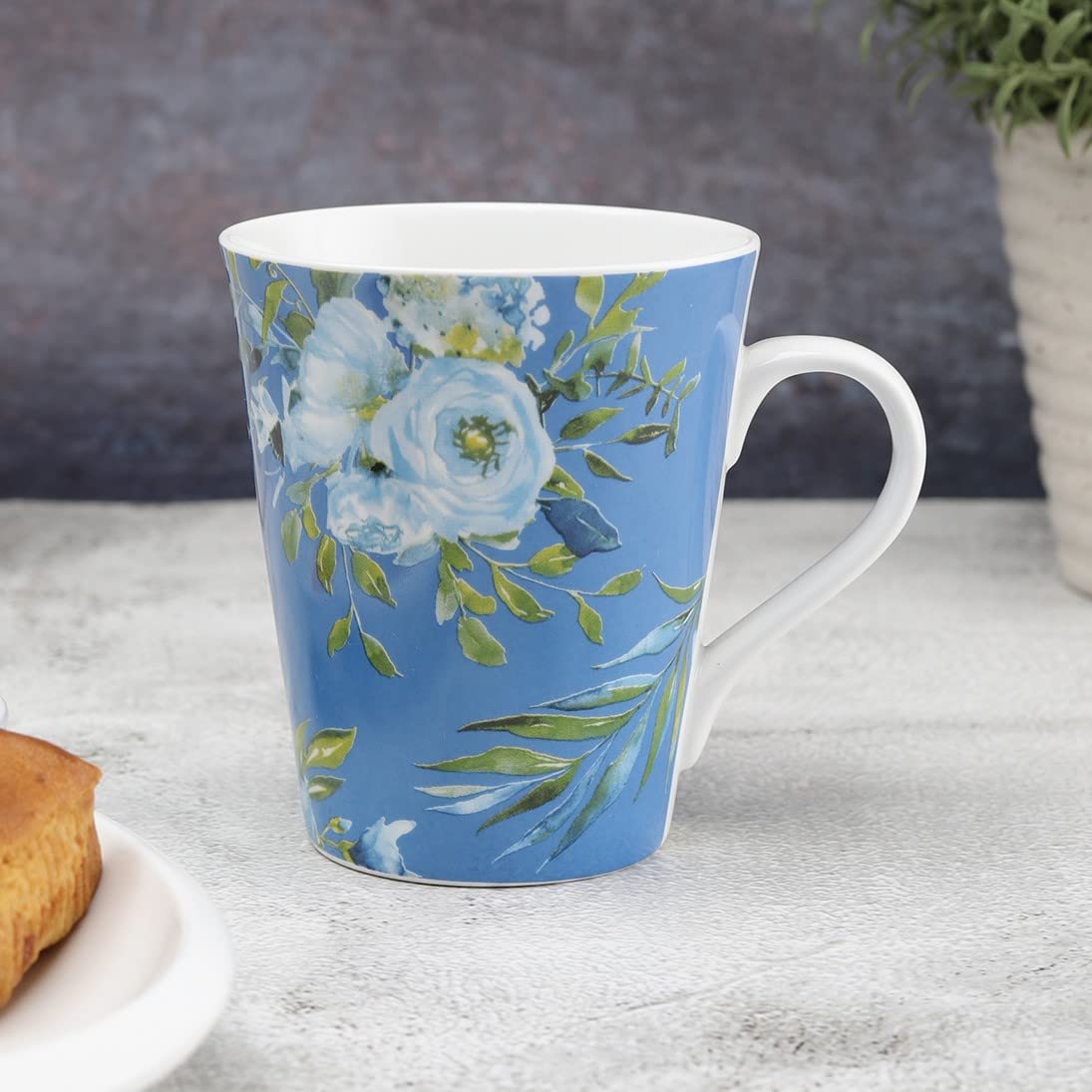 Clay Craft Cream Imperial Cup & Saucer 180ml, Set of 12 (6 Cups + 6 Saucers) Blue