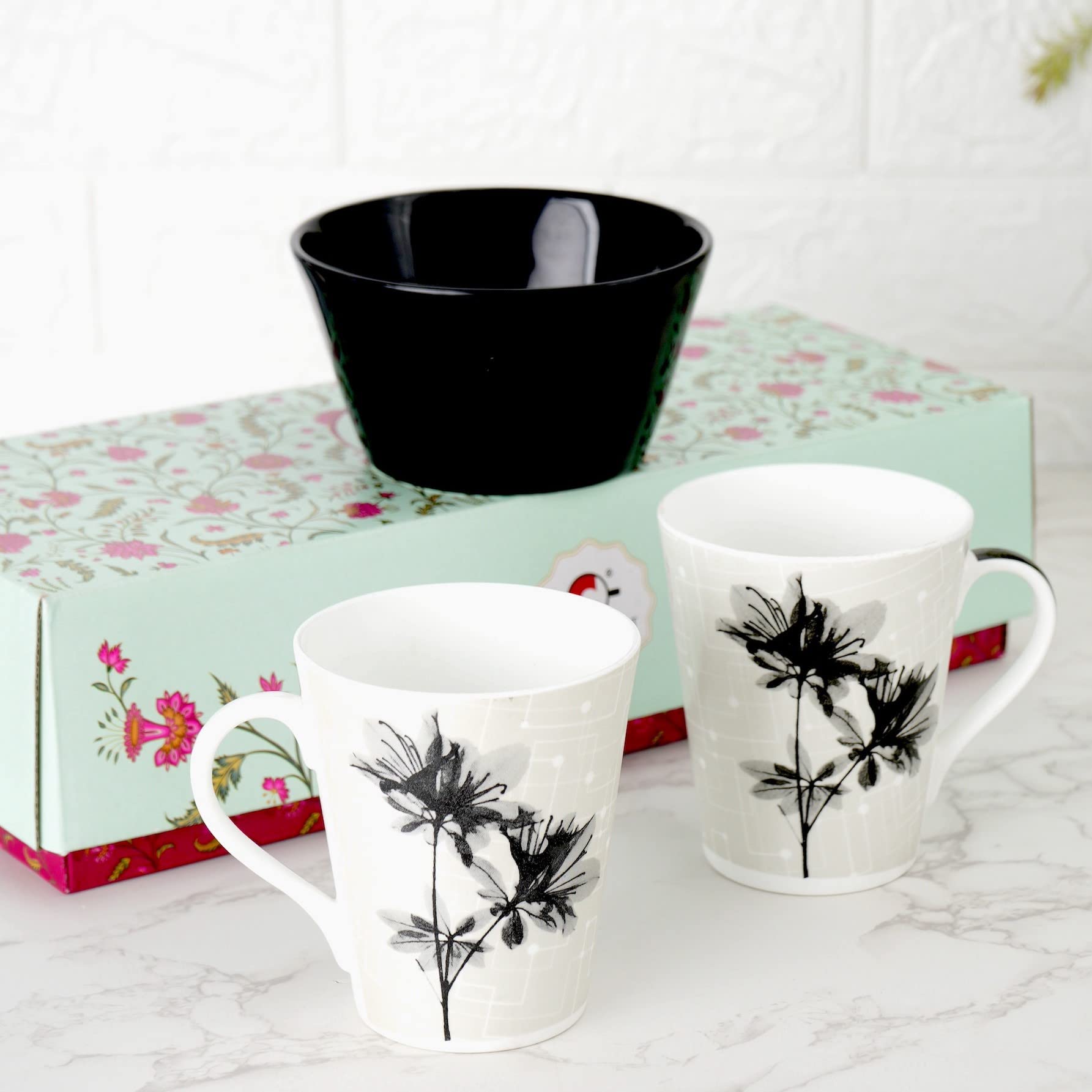 Clay Craft Cream Imperial Cup & Saucer 180ml, Set of 12 (6 Cups + 6 Saucers) Blue