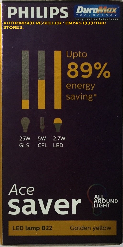 Philips 3W B22 LED Warm White Bulb, Pack of 3 (Ace Saver)