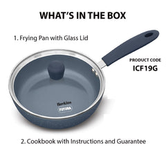 Hawkins Ceramic Nonstick Frying Pan, 19 cm Diameter, Induction Fry Pan with Glass Lid, Granite Omlette Egg Pan (ICF19G)
