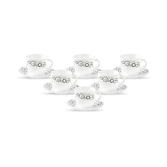 La Opala Diva, Opal Glass Crockery | Cup & Saucer Tulip Regular, Set of 12 | Aster Blue, 160 ml | for Tea & Coffee | Microwave Safe | 100% Vegetarian | Extra Strong | Super Light | Super White