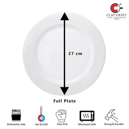 Clay Craft  Ceramic Dinner Set  Georgian White - 18 Pieces (Dinner Set 18 Pieces), For Family of 4