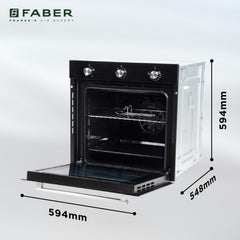 Faber 80L Built-In Black Finish Oven || Push/Pull Knob Control with Digital Display || 4 Cooking Functions with Grill Rack, Universal Pan|| FBIO 80L 4F BK with 1 Yr Comprehensive Warranty
