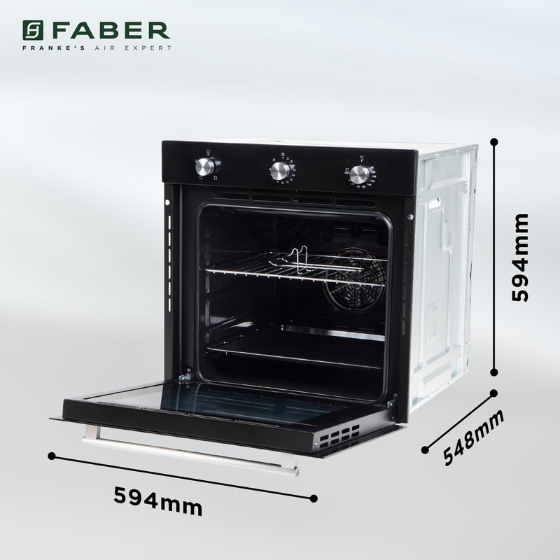 Faber 80L Built-In Black Finish Oven || Push/Pull Knob Control with Digital Display || 4 Cooking Functions with Grill Rack, Universal Pan|| FBIO 80L 4F BK with 1 Yr Comprehensive Warranty