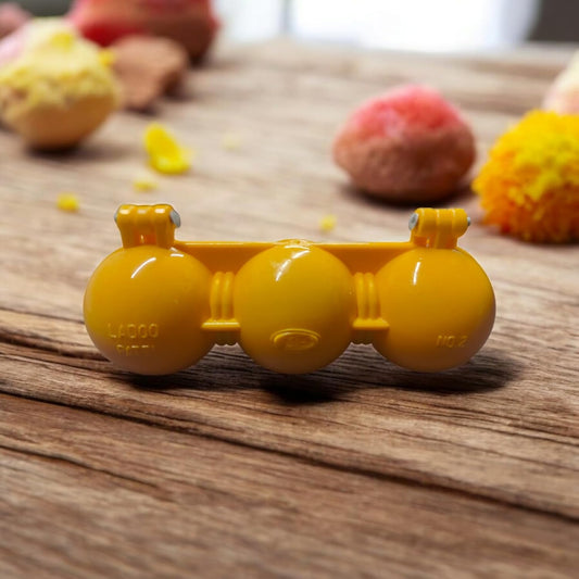 Dynore Ladoo Maker Patti/Mould/Sancha of Plastic for 3 Ladoos Together for Diwali, Ganpati and All Festivals 15.2x6.4 cm, Yellow