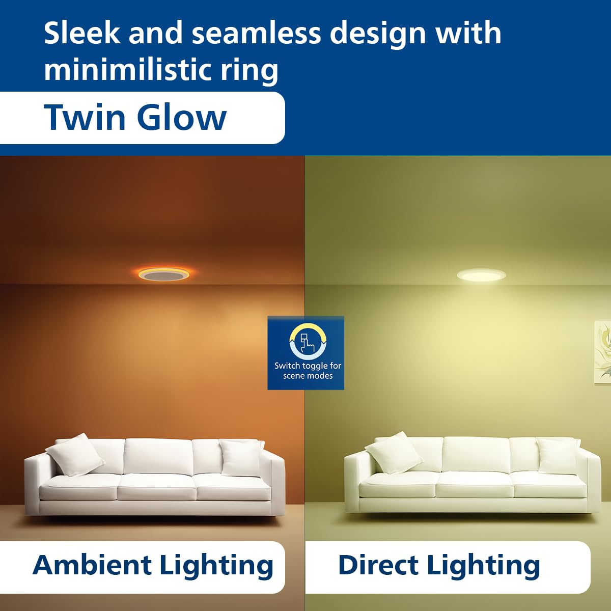 Philips 10-watt Round LED Up-Down Downlighter (Warm White + Warm White, B0D4VKXHC2)