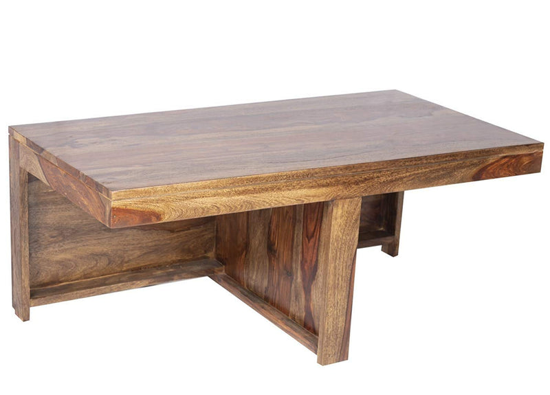 100% Solid Sheesham Wood 2 Seater Centre Table Set - Teak Finish ; Ivor | Centre Coffee Table