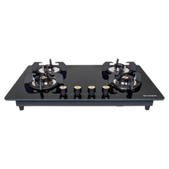 Faber Hob/Hobtop 4 Brass Burner Auto Electric Ignition Glass Top (Maxus HT784 CRS BR CI AI) Black, Glass and Mild Steel
