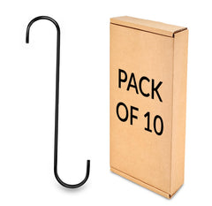 Plantex Steel S Hooks for Hanging Heavy Duty/Plants/Pots/Tree Branch/Bird Feeder - Extension Hook for Hanging Plant for Indoor/Outdoor Uses - S Hook (Pack of 10), Black-1
