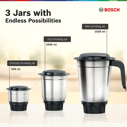 BOSCH TrueMixx 750 W Mixer Grinder, 750W 3 Jar Green MG4413C4GI