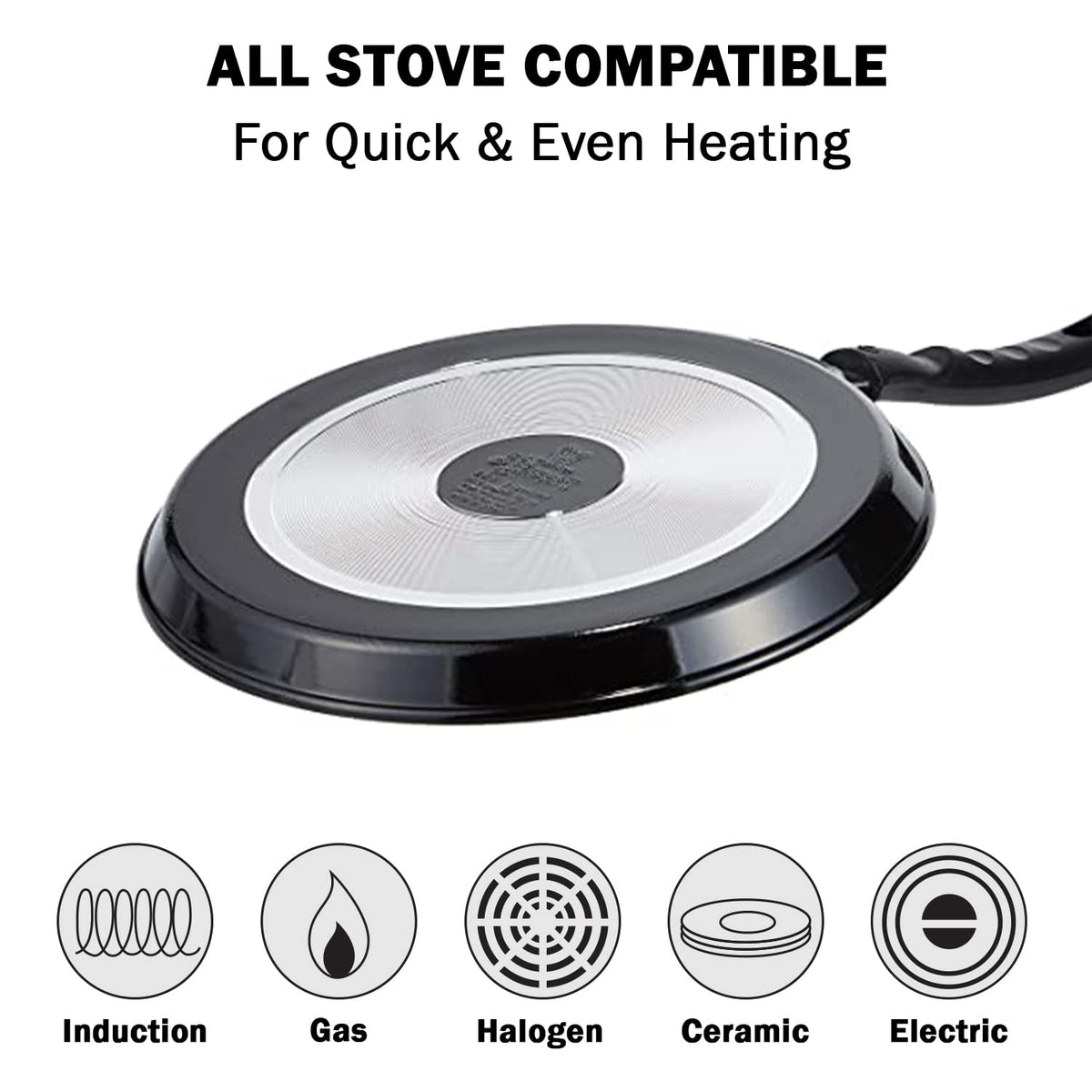 Pigeon by Stovekraft Aluminium Non-Stick Flat Tawa, Black