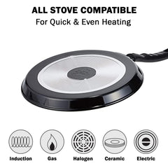 Pigeon by Stovekraft Aluminium Non-Stick Flat Tawa, Black