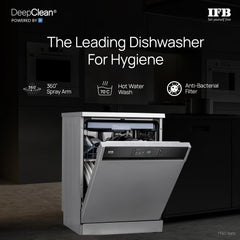 IFB 15 Place Freestanding Dishwasher with DeepClean® Technology, 3rd Cutlery Tray, 70°C Hot Water Wash, Turbo Drying, An