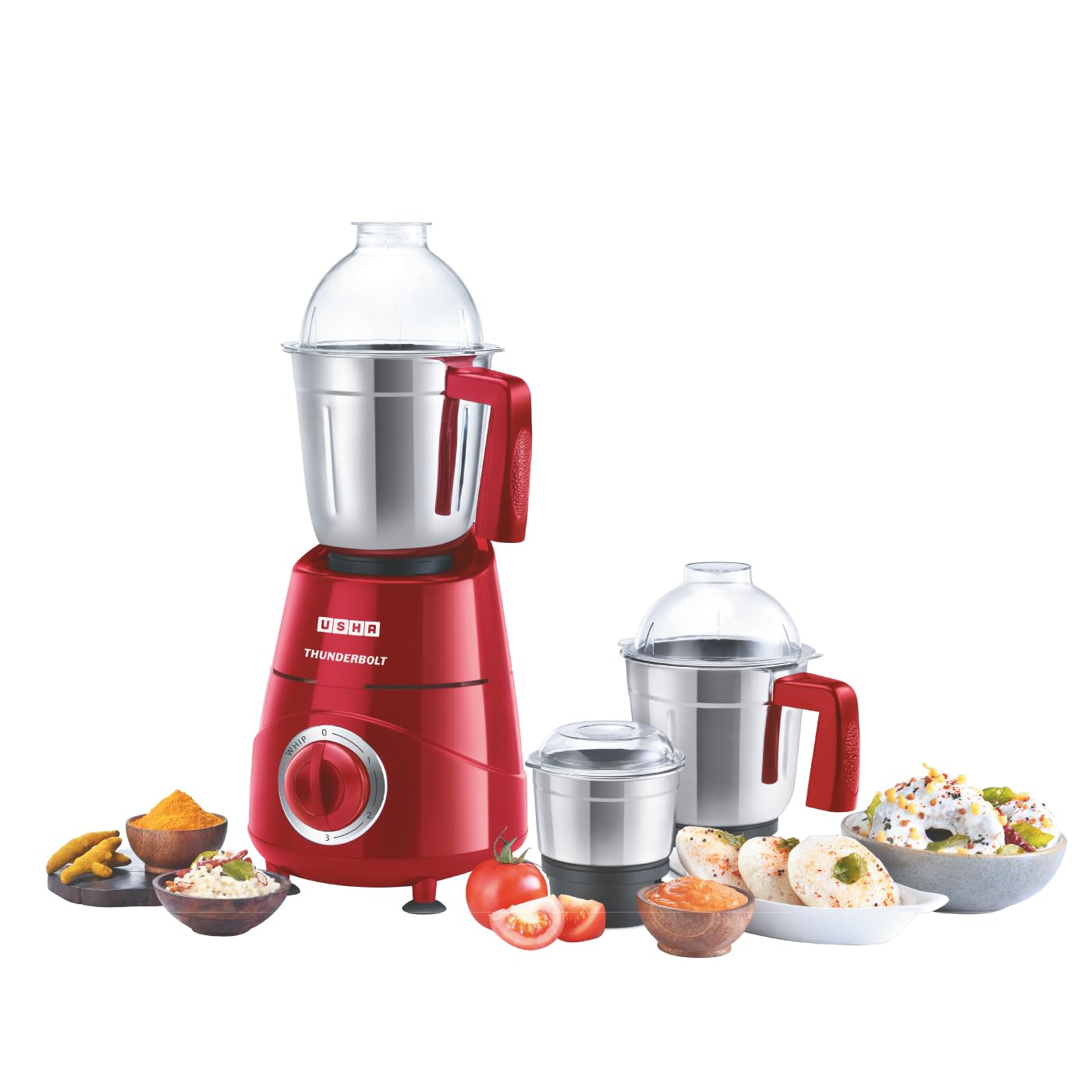 USHA 1200W TurboX Mixer Grinder | Faster and finer grinding | 100% Copper motor for long life, durability | 4 Stainless Steel Jars With Fruit Filter | 24000 rpm | 90 minutes continuous run time