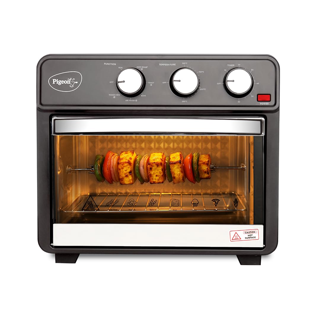 Pigeon by Stovekraft Air Fryer Oven 25L | 2-in-1 Appliance (OTG + Airfryer) | 1400 Watts | Air Fry, Bake, Broil, Toast, Defrost (Black) | Without Rotisserie