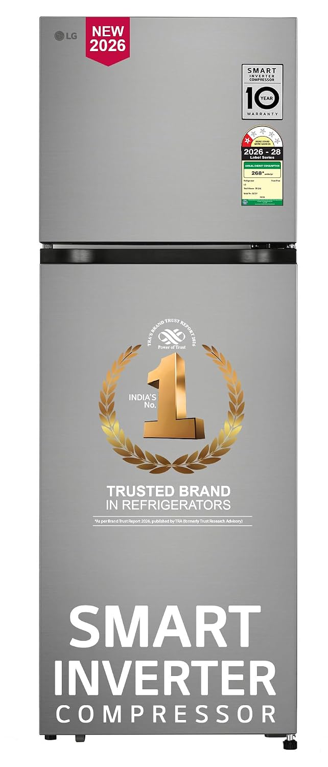 LG 251 L, 1 Star, Frost-Free Smart Inverter Double Door Refrigerator with Smart Mode (GLT2516WWPZ, Shiny Steel, Multi Air Flow Cooling with Max Fresh)