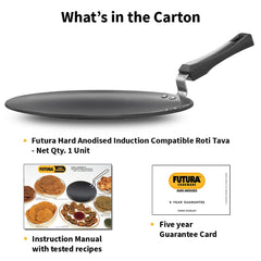 Hawkins Futura 28 cm Roti Tava, Hard Anodised Tawa, Induction Tawa, Black (IART28)