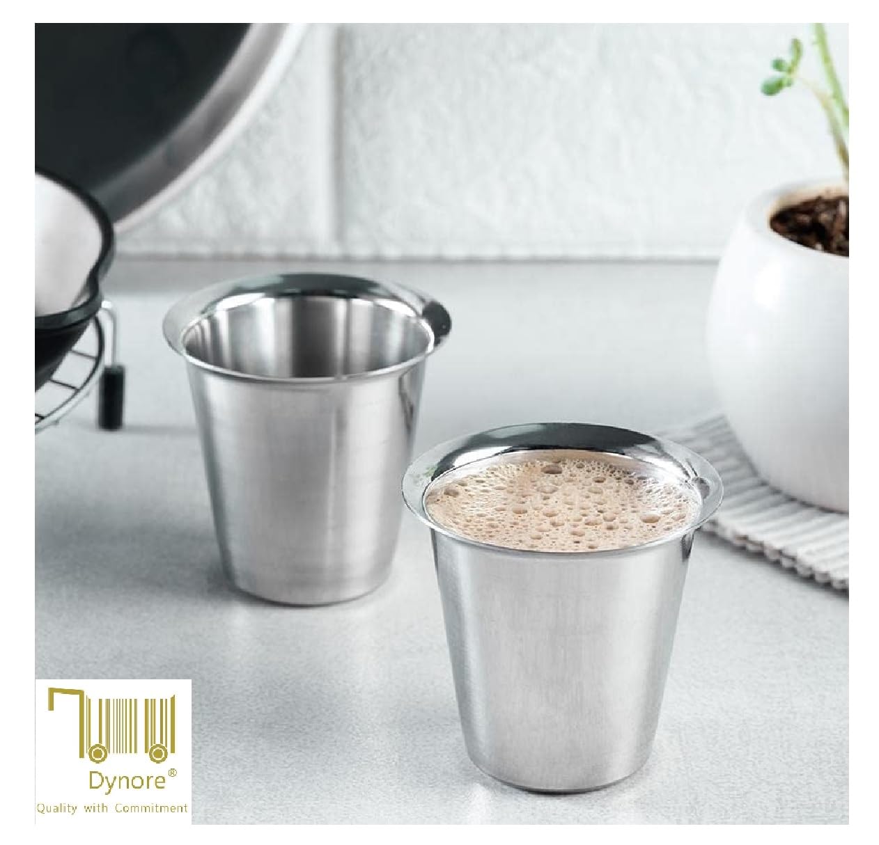 Dynore Stainless Steel Indian Traditional Tea/Coffee Glasses | Steel Glass for Kids | Coffee Glass | Stainless Steel Cup Set of 6, 170 ml