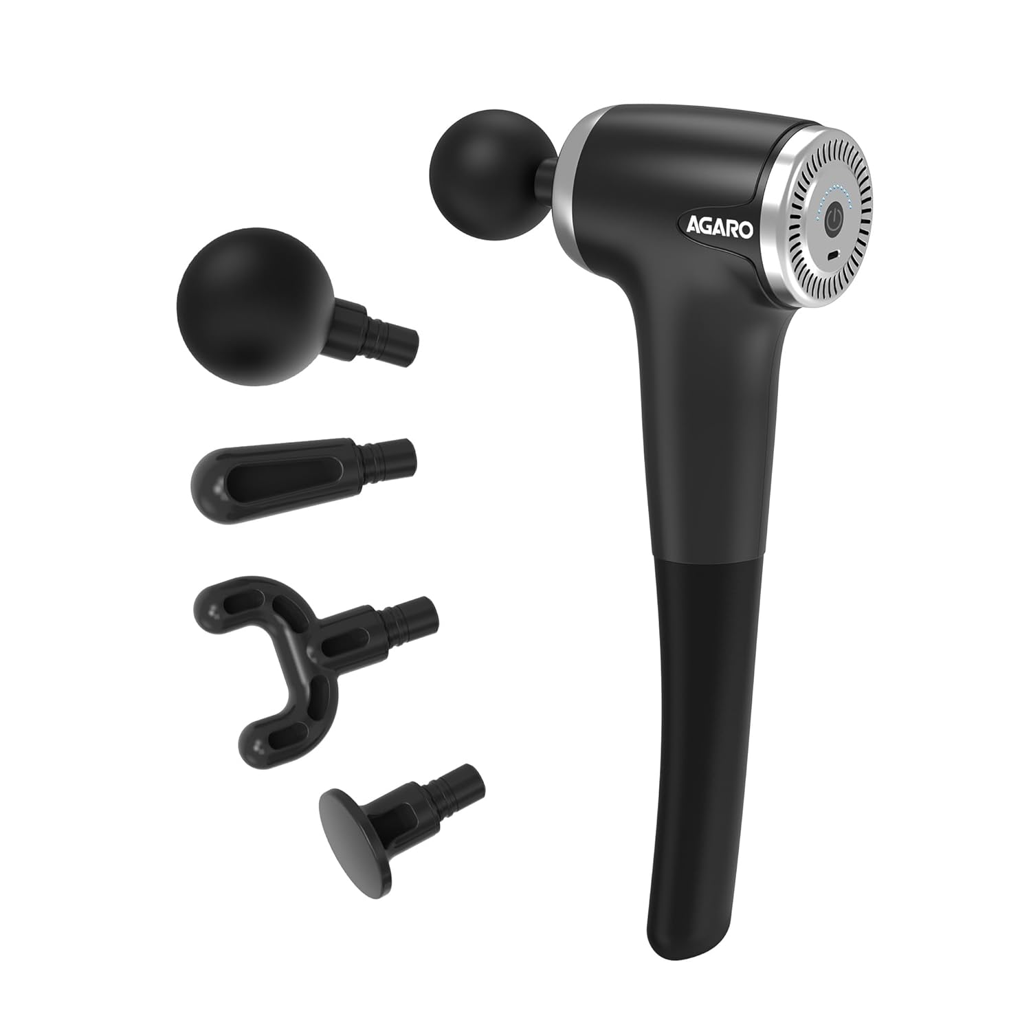 AGARO Regency Gun Massager, 4 Heads, 13 Speed, Rechargeable, Handheld, Percussion Muscle Massager for Full Body Pain Relief, Muscle Relaxation of Neck, Shoulder, Back, Foot for Men & Women, Black