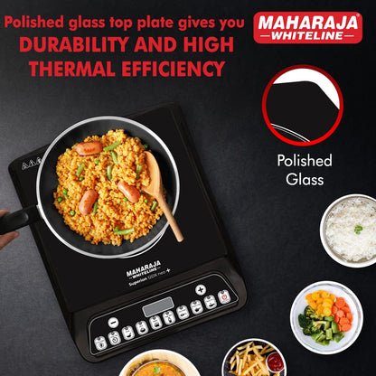 Maharaja Whiteline Superion 12DX Neo Plus Induction Stove with Pan Sensor Technology with 7 Preset Indian Menus - Black, 1200W