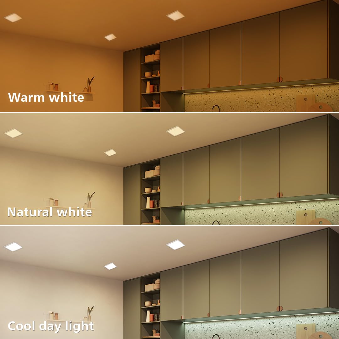 Philips 10W Square Wi-Fi Smart LED Ceiling Light for Home with Music Sync Function (Pack of 2)