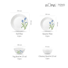 La Opala, Novo Collection, Opal Glass Dinner Set 20 pcs, Tender Trio, White